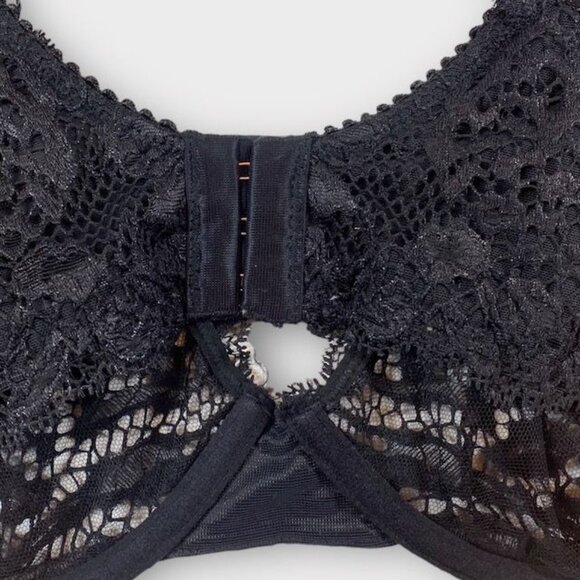 Savage X Fenty Alien animal Unlined Lace Plunge Bra Black Size 36DDD - Picture 9 of 10